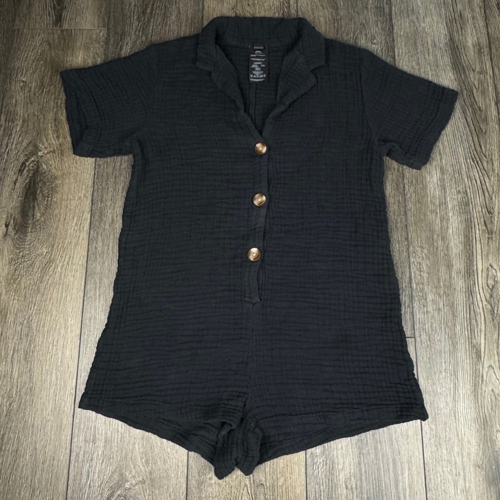 Volcom That's My Type Romper Black XS Gauze Cotton Beach Summer Boho